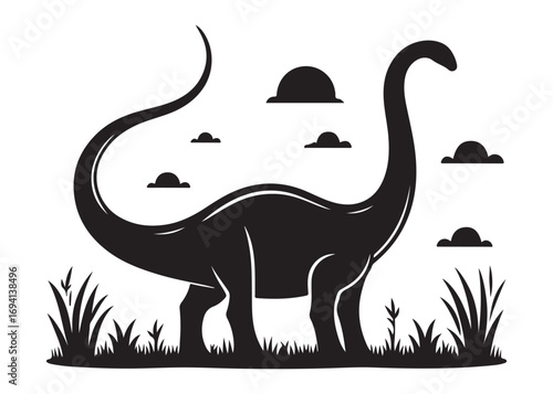 brachiosaurus logo silhouette vector, brontosaurus silhouette vector logo illustration, silhouette of a brachiosaurus dinosaur, animal wildlife brontosaurus logo silhouettes vector on white background