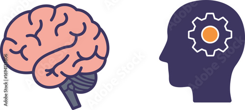 Brain and Head Icon – Psychology, Mental Health, Innovation, Neurodiversity