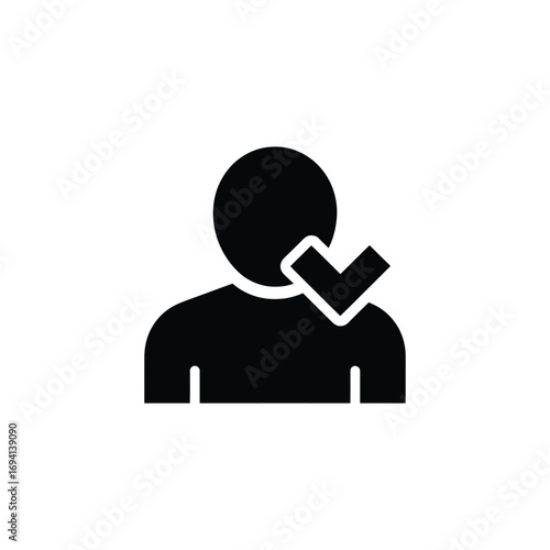Verified Person Icon with Check Mark on Transparent Background, Account Approved