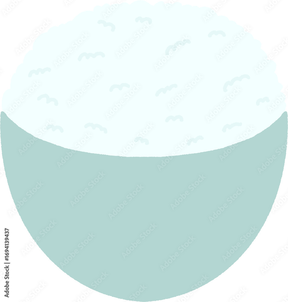 Φωτογραφία Bowl of Steamed Rice – Minimal Flat Illustration, Isolated Transparent PNG (Mint