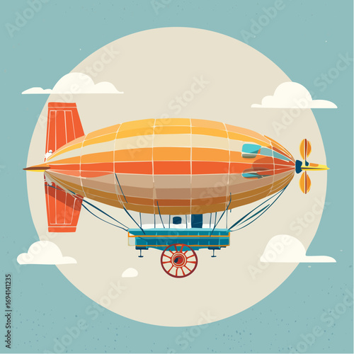 Vintage Airship in Sky