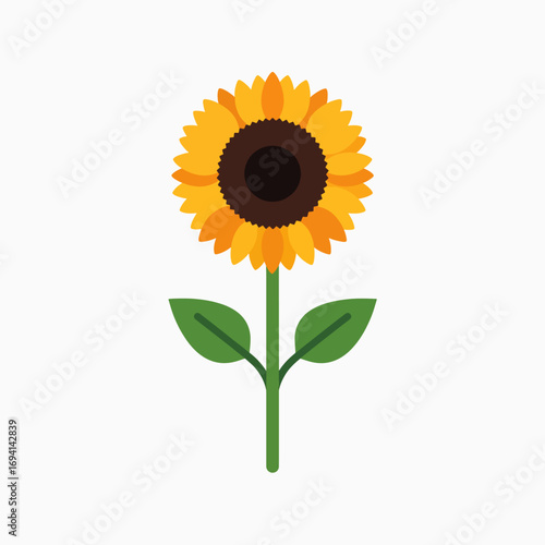 A Vibrant Sunflower With Green Leaves and Stem Standing Tall Under the Sun