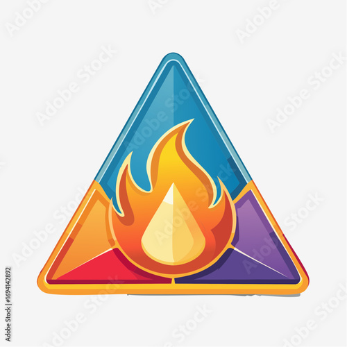 Colorful Triangle Symbol With Fire And Liquid