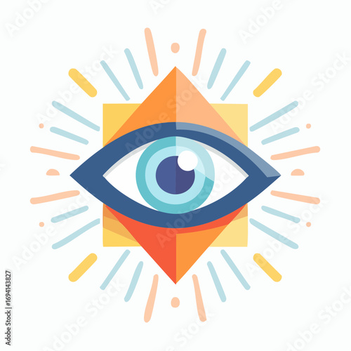 Geometric Eye Symbol With Radiant Burst