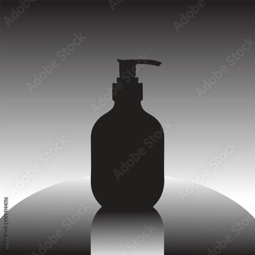  A Studio Photograph of a Sleek Black Pump Bottle