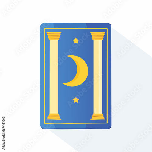 Tarot Card With Columns And Crescent Moon