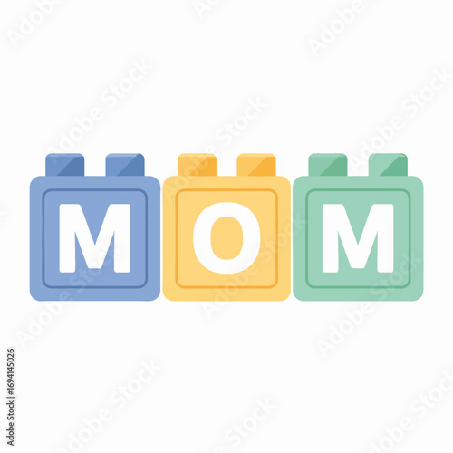 Building Blocks Spelling MOM Fun Educational Toy for Kids Playtime Learning