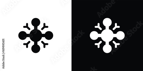 Molecule Structure Icon Set, Chemistry Science Atom with Transparent Background