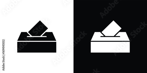 Monochrome Featuring Ballot Box Design in Black and White Format
