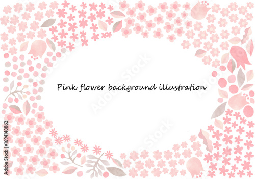 Wallpaper Mural 北欧風のピンクの花のフレームイラスト Torontodigital.ca