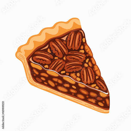 Delicious Slice of Homemade Pecan Pie with Rich Nutty Filling