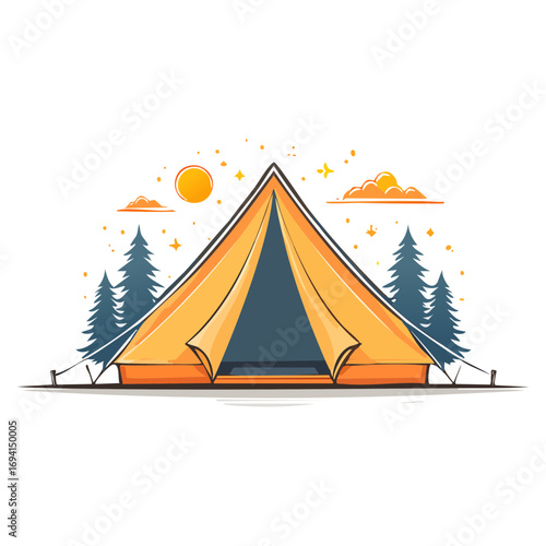 Colorful Tent in Mountains