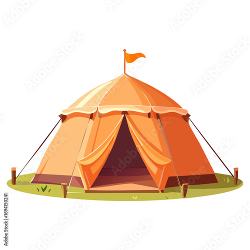 Orange Camping Tent Vector