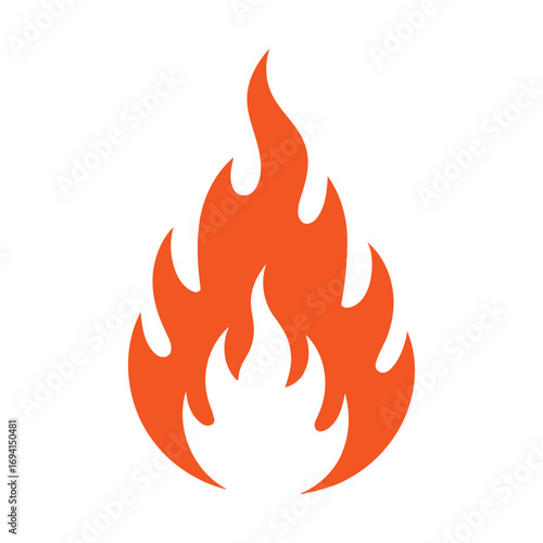 Stylized Flame Vector Icon – Bold Fire Symbol for Heat, Energy, and Safety Design