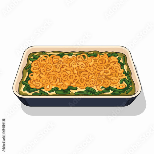 Hearty Green Bean Casserole Baked with Crispy Fried Onions and Creamy Sauce