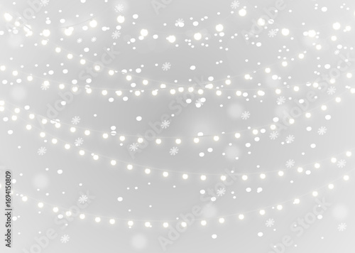 Holiday celebration with glowing christmas garland, string lights and bright lamps creating illumination decoration png.