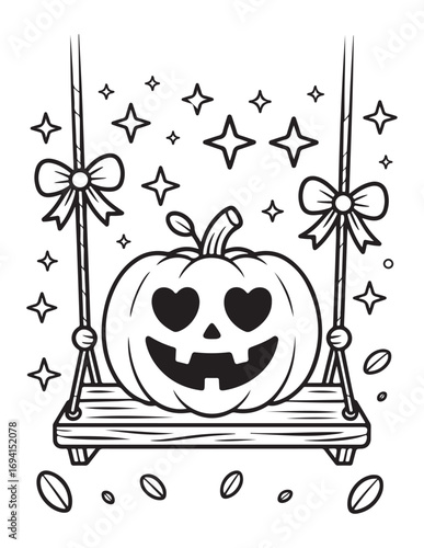 Cute Halloween Coloring Book Pages For Kids,  Vectors Illustration, Line Art, Black & White Designs, Bold-Easy, A4 Size 8.5x11" Inches, 