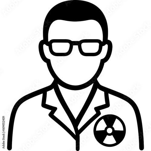 Minimalistic black silhouette of radiation therapist