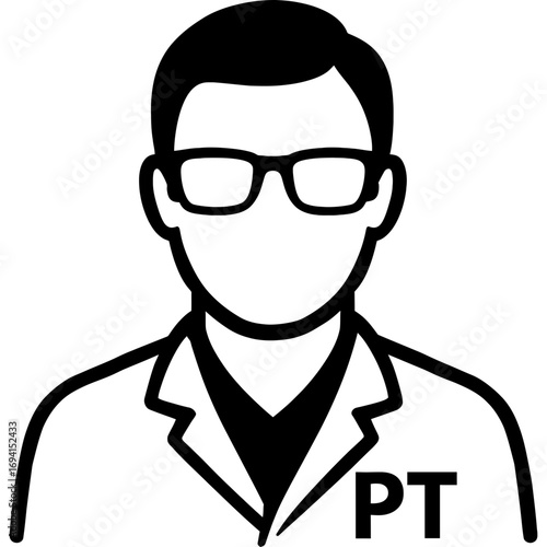 Minimalistic black silhouette of physical therapist