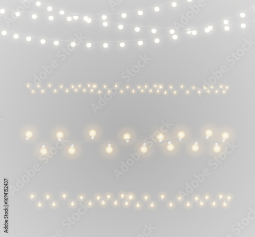 Glowing christmas lamps with festive illumination png.