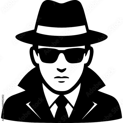 Black vector silhouette of private investigator