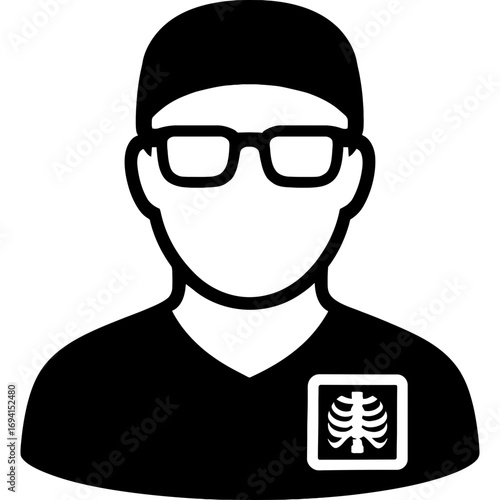 Minimalistic black silhouette of radiologic technologist