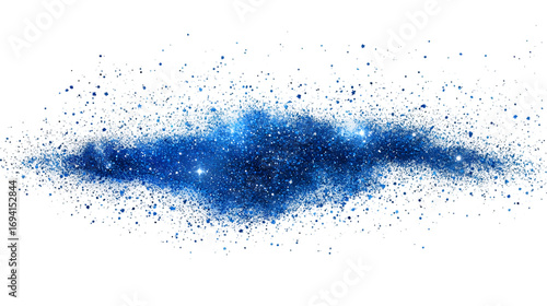 Blue sparks of dust and blue stars shine with special light. Christmas light effect. isolated on a transparent background