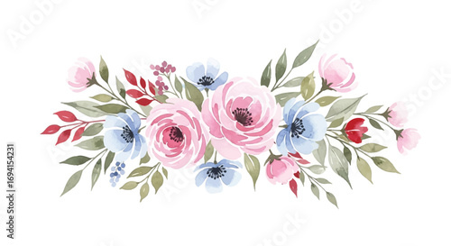 Floral Arrangement, Watercolor Flowers, Botanical Art, Creative Design, Bright Colors, Elegant Composition
