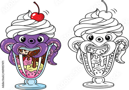 Adorable Octopus Ice Cream Sundae