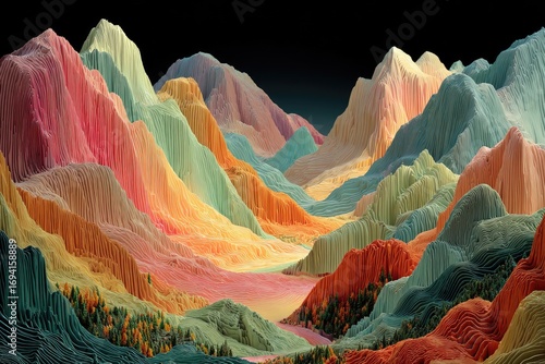 Vibrant, colorful, textured mountainscapes