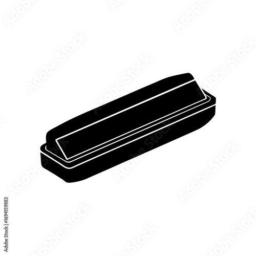 Illustration of a harmonica on transparent background silhouette
