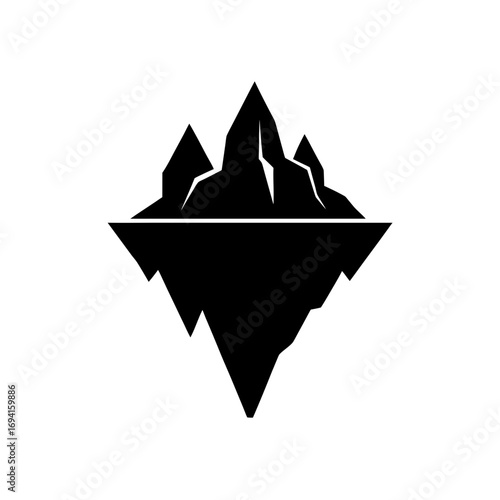 Black iceberg floating icon art on transparent background silhouette