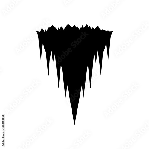 Silhouette of hanging icicles on transparent background