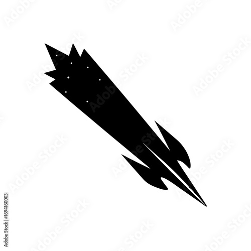Silhouette of a space rocket on transparent background