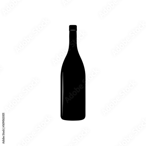 Silhouette of a wine bottle on transparent background