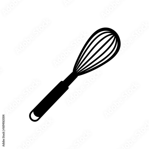 Simple whisk kitchen utensil on transparent background silhouette