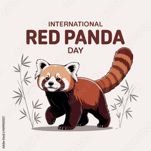 International Red Panda Day Endangered Species Awareness Illustration