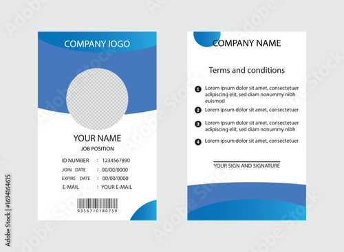 Modern Corporate Employee ID Card Template Clean Office Identity Card Vector.