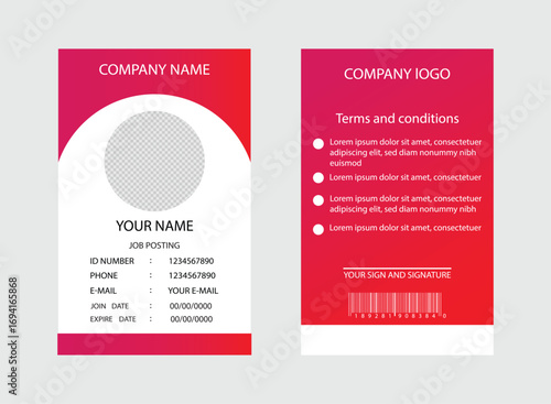 Modern Corporate ID Card Template for Employees Clean Office Identity Card Vector.