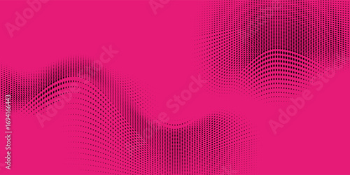 Abstract pink background with black dot comic pop art design. Mesh effect modern. Slowly halftone dotted.