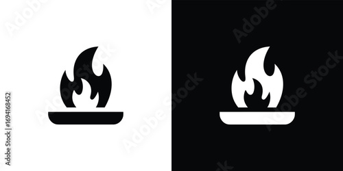 Icon Showing Flaming Fuel on a Container in Black and White Theme