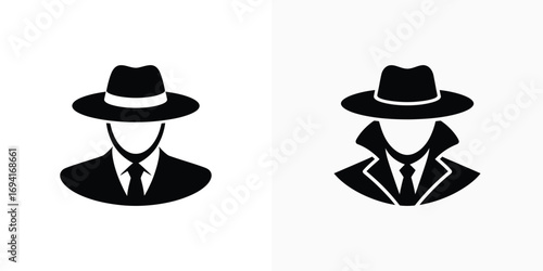 Man in Hat Icon, Mafia Silhouette, Faceless Person, Mystery Figure, Anonymous Gangster