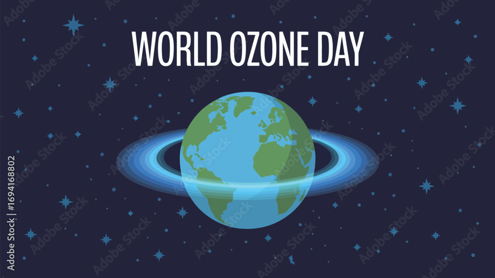 Fototapeta premium World Ozone Day Earth with Ozone Layer Symbol