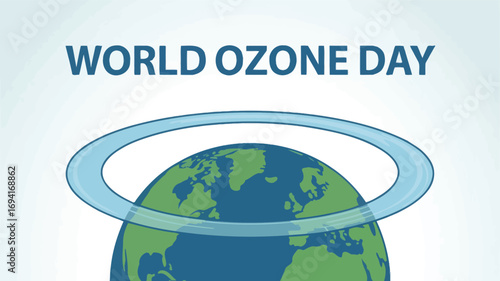 World Ozone Day Earth with Ozone Layer Symbol
