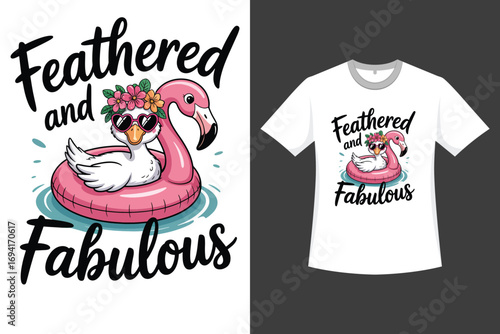 Feathered and Fabulous A Vector-Style Illustration T-Shirt Design 