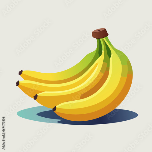 Bunch Of Yellow Bananas With Green Tips