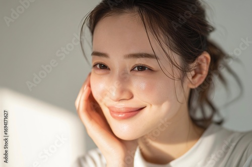 微笑む日本人女性のポートレート（美容・健康・透明感）