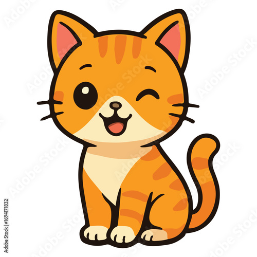 Modern Sticker Cat Cute Illustration