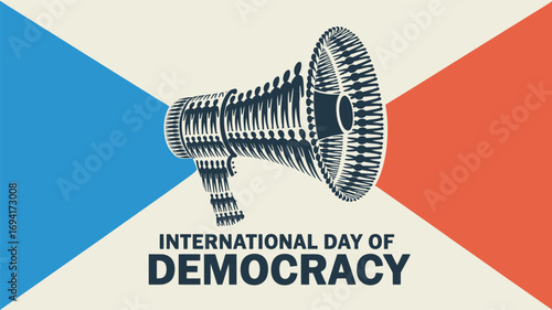 International Day of Democracy with Megaphone and People Icon