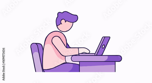 Illustration of a professional working on a computer at a desk
